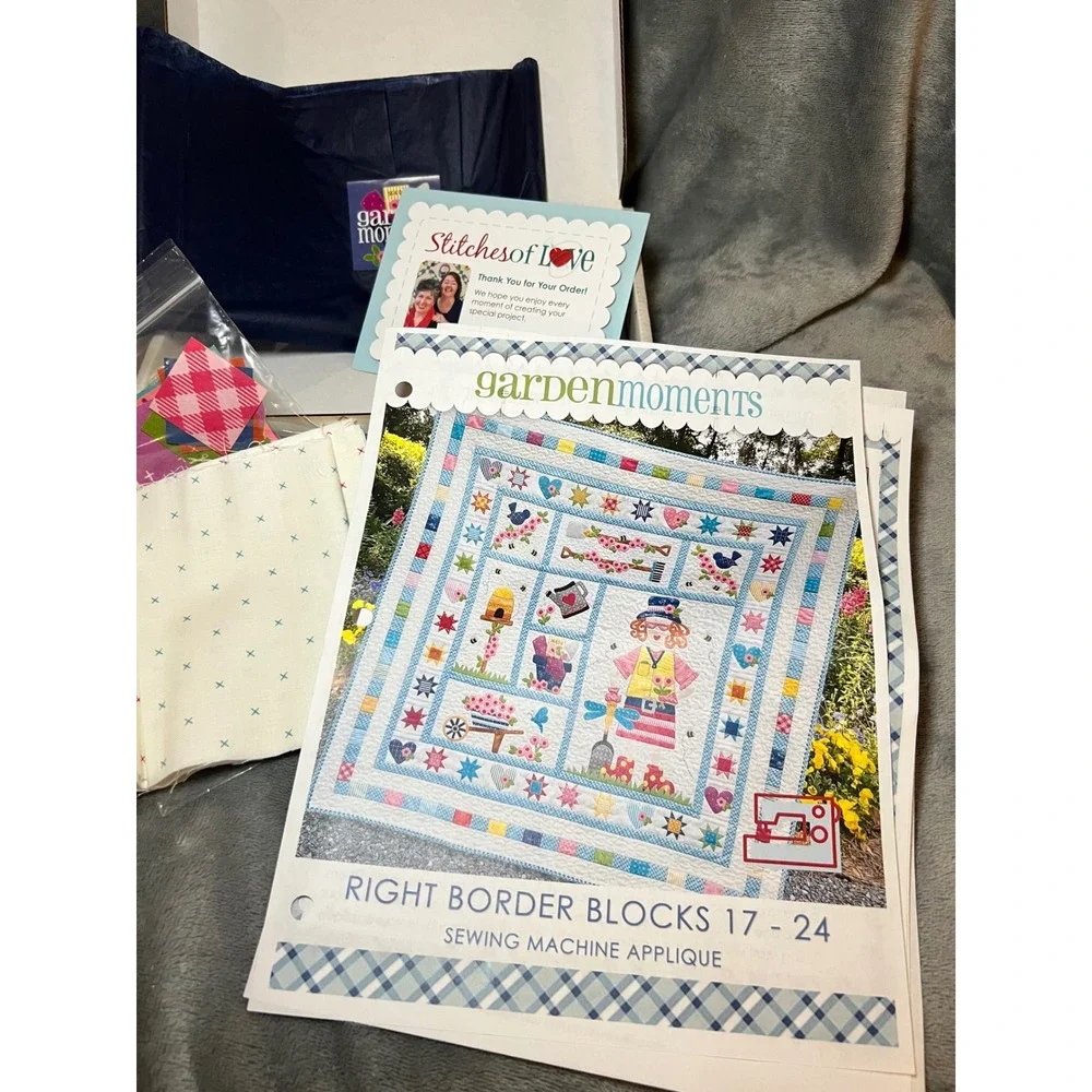 Garden Moments Quilt Kit Right Border Blocks 17-24 Stitches of Love Applique
